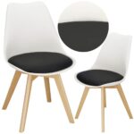 Set 4 scaune dining Verdhe pentru bucatarie cu perna tapitata cu piele ecologica, 44x82cm, alb negru Mob360 - imagine 2