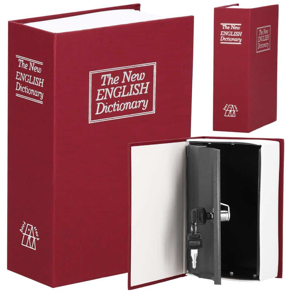 1-50 Caseta de valori, cutie metalica cu cheie, portabila, tip carte, Dictionar, maro, 18×11.5×5.5 cm Mob360 - imagine 1