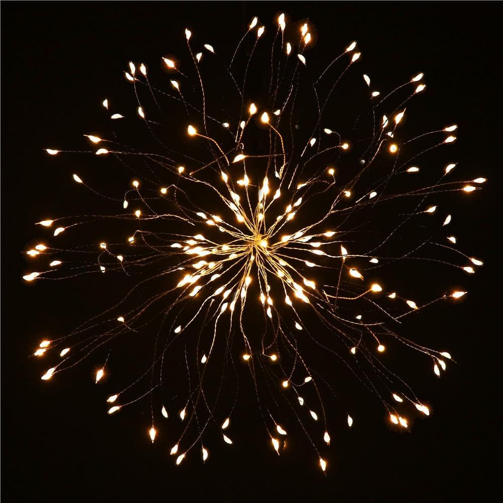 1-63 (DL) Instalatie lumina decorativa STAR cu 100 LED-uri, diametru 30cm, alimentare baterii, iluminare galbena Mob360 - imagine 1