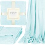 Patura pufoasa pentru 2 persoane, 2 fete, model in relief, 200x220cm, albastru Mob360 - imagine 2