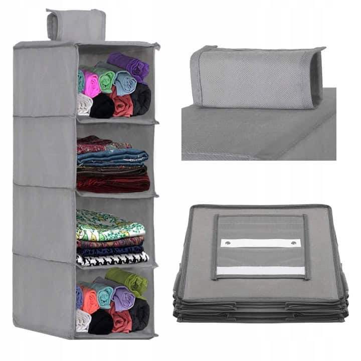1-8 Organizator dulap , 4 compartimente, textil, 80cm, gri Mob360 - imagine 1