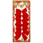Set 6 ornamente pentru bradul de Craciun, fundita, 8cm, rosu Mob360 - imagine 2