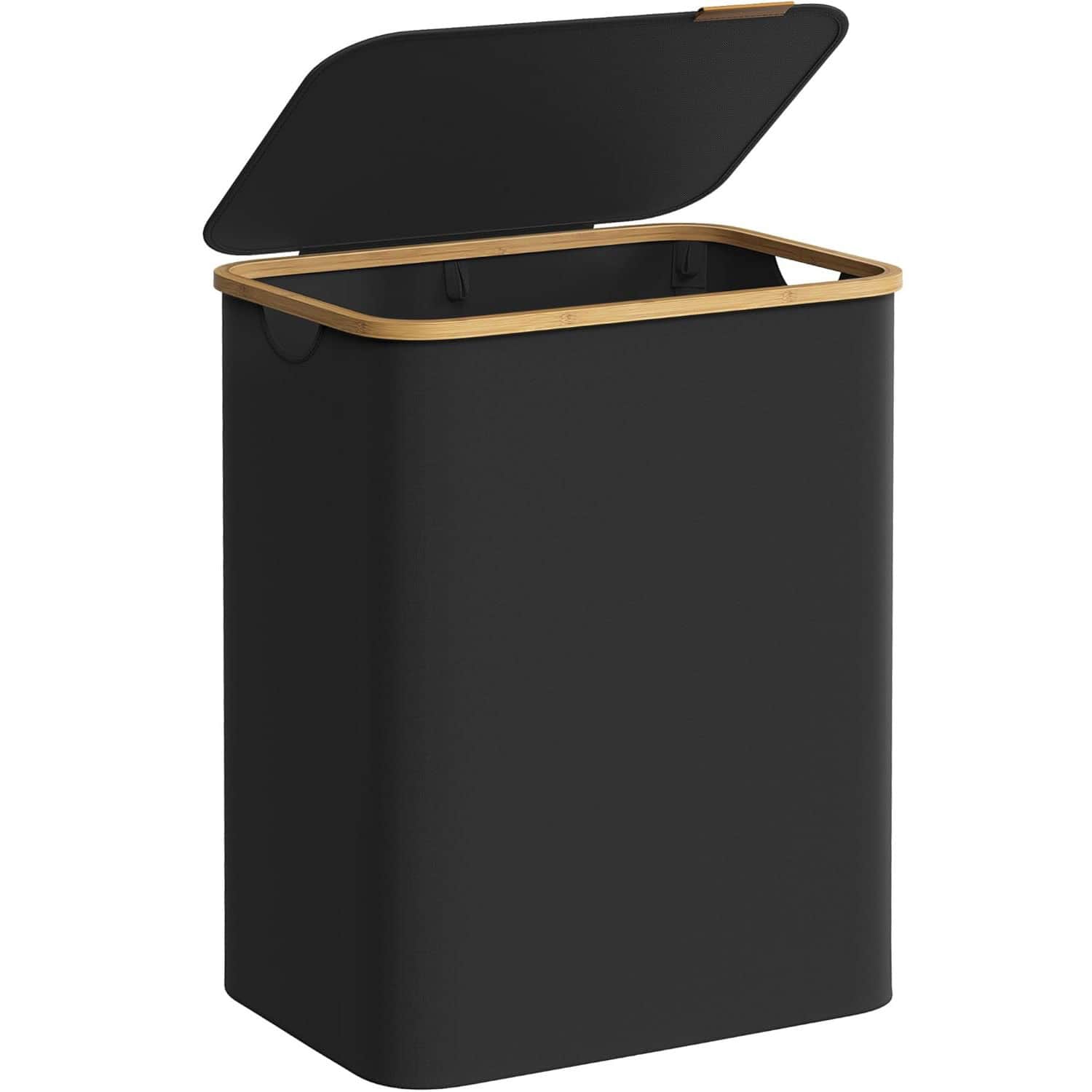 1-83 Cos de rufe textil, pliabil, cu 2 compartimente detasabile, 130L, 52x39x71 cm, negru Mob360 - imagine 1