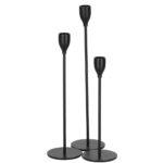 Set 3 suporturi de lumanare din metal, 23, 28 si 33cm, negru Mob360 - imagine 2