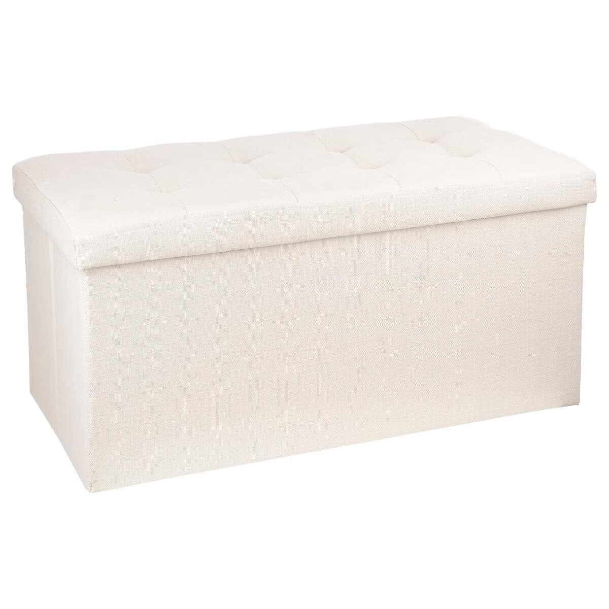 1-lysandre Taburet dublu pliabil Atmosphera Lysandre, MDF si poliester, 76x38x38 cm, bej Mob360 - imagine 1