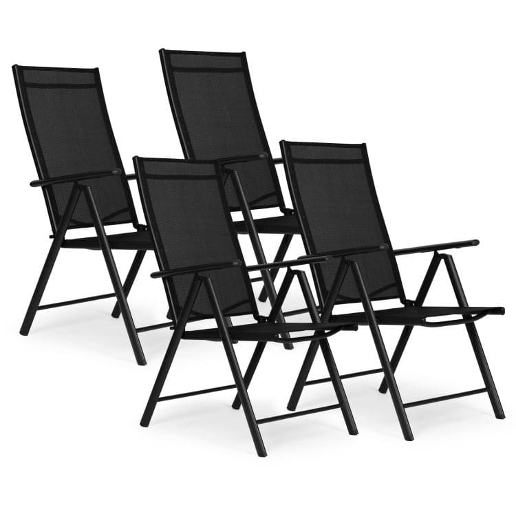 1-negrus Set 4 scaune gradina 70x57x106 cm, pliante cu spatar reglabil 7 pozitii, structura otel si textilena, negru Mob360 - imagine 1