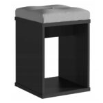 Taburet pentru masuta de toaleta cu sezut confortabil, 30x30x42 cm, negru Mob360 - imagine 2