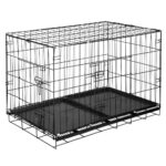 Cusca pentru animale, 2 usi, Pliabila din metal, XL, Negru, 100x70x60 cm Mob360
