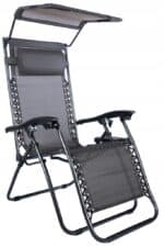 Sezlong pliabil cu parasolar si tetiera, reglabil in 2 pozitii, suport pahare, 174cm, gri Mob360 - imagine 8