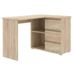 Birou colt Norge cu 3 sertare si 2 rafturi, 124x89x75 cm, stejar Mob360