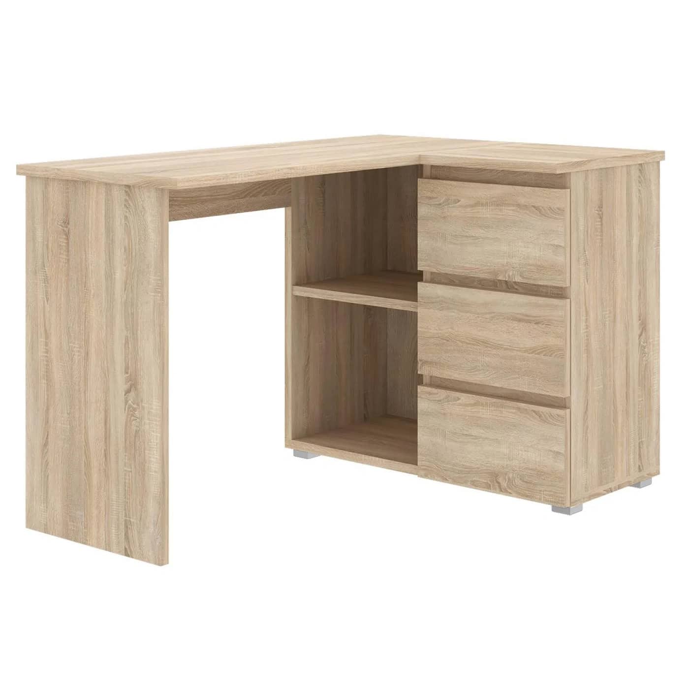 10-birouso Birou colt Norge cu 3 sertare si 2 rafturi, 124x89x75 cm, stejar Mob360 - imagine 1