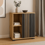 Comoda Montana 60 1D cu usa si 2 rafturi, 60x37x80 cm, craft si negru Mob360 - imagine 4