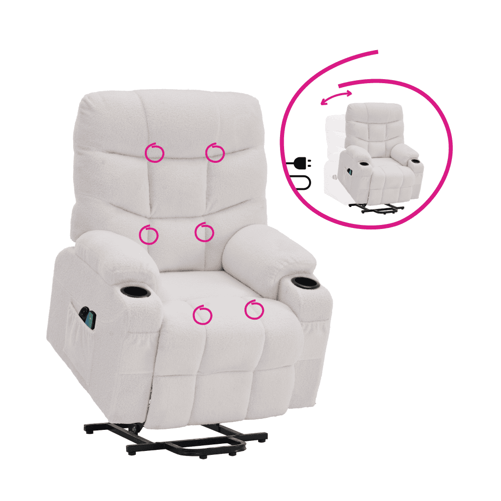 1000x1000-HUDSON-biela Fotoliu extensibil de masaj, alb, HUDSON - imagine 1