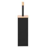 Perie WC cu rezervor detasabil si capac, din metal si bambus, 40 cm, negru Mob360