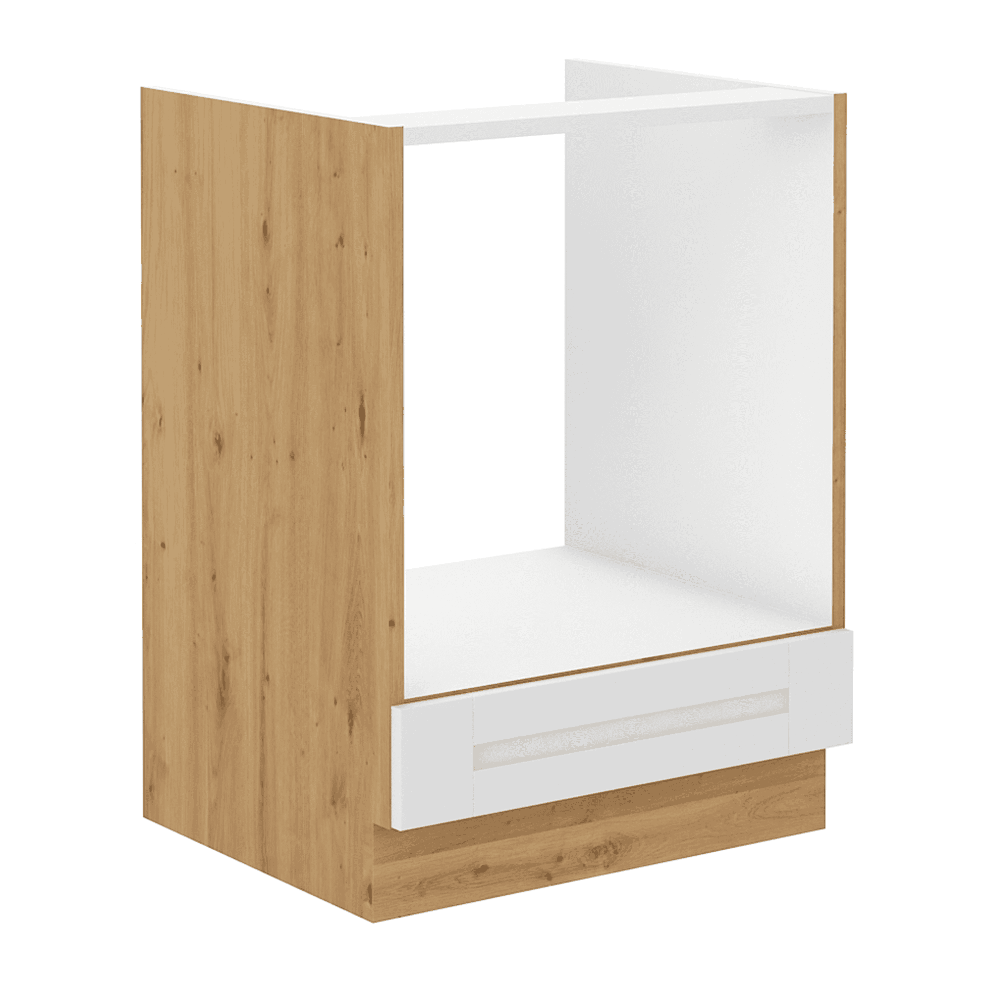 1192653564 Dulap inferior pentru aragaz încorporabil, alb/stejar artizan, LULA 60 D GAZ BB - imagine 1