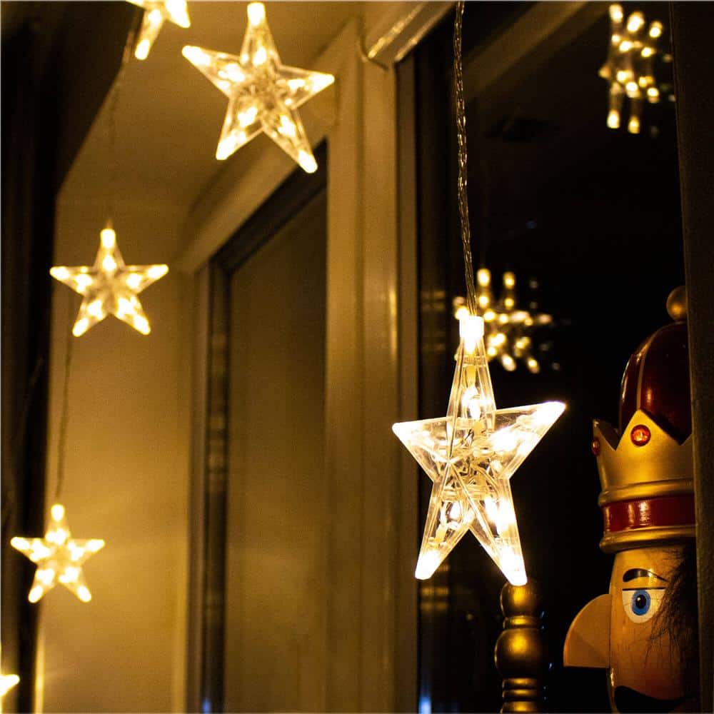 12-21 (DL) Ghirlanda luminoasa tip perdea cu stelute 72 LED-uri, 2m, pentru interior/exterior, iluminare alb Mob360 - imagine 1