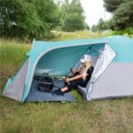 Cort plaja sau camping, impemeabil, cu terasa, 4 locuri, 175x310x130cm, gri albastru Mob360 - imagine 9