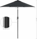 Umbrela de gradina 200 cm, inclinare dubla 30°, poliester UPF 50+, cadru metalic, gri Mob360 - imagine 4