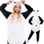 Pijama tip salopeta pentru adulti, model Panda, marime L Mob360