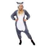 Pijama tip salopeta pentru adulti, model Lemur, marime S Mob360