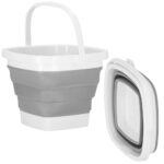 Lighean pliabil, patrat, din plastic si silicon, 24x19cm, 5litri, gri Mob360