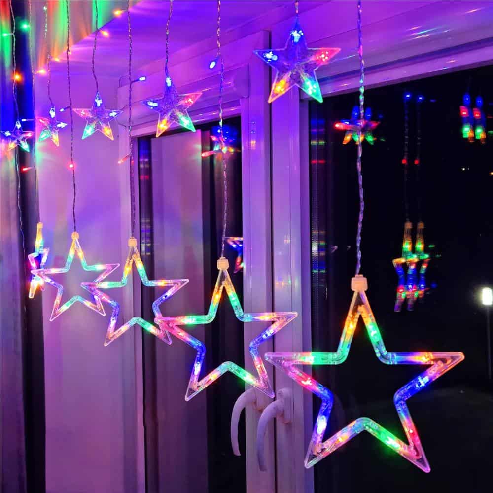 19-2 Ghirlanda luminoasa tip perdea cu stelute 138 LED-uri, 2m, pentru interior/exterior, iluminare multicolor Mob360 - imagine 1