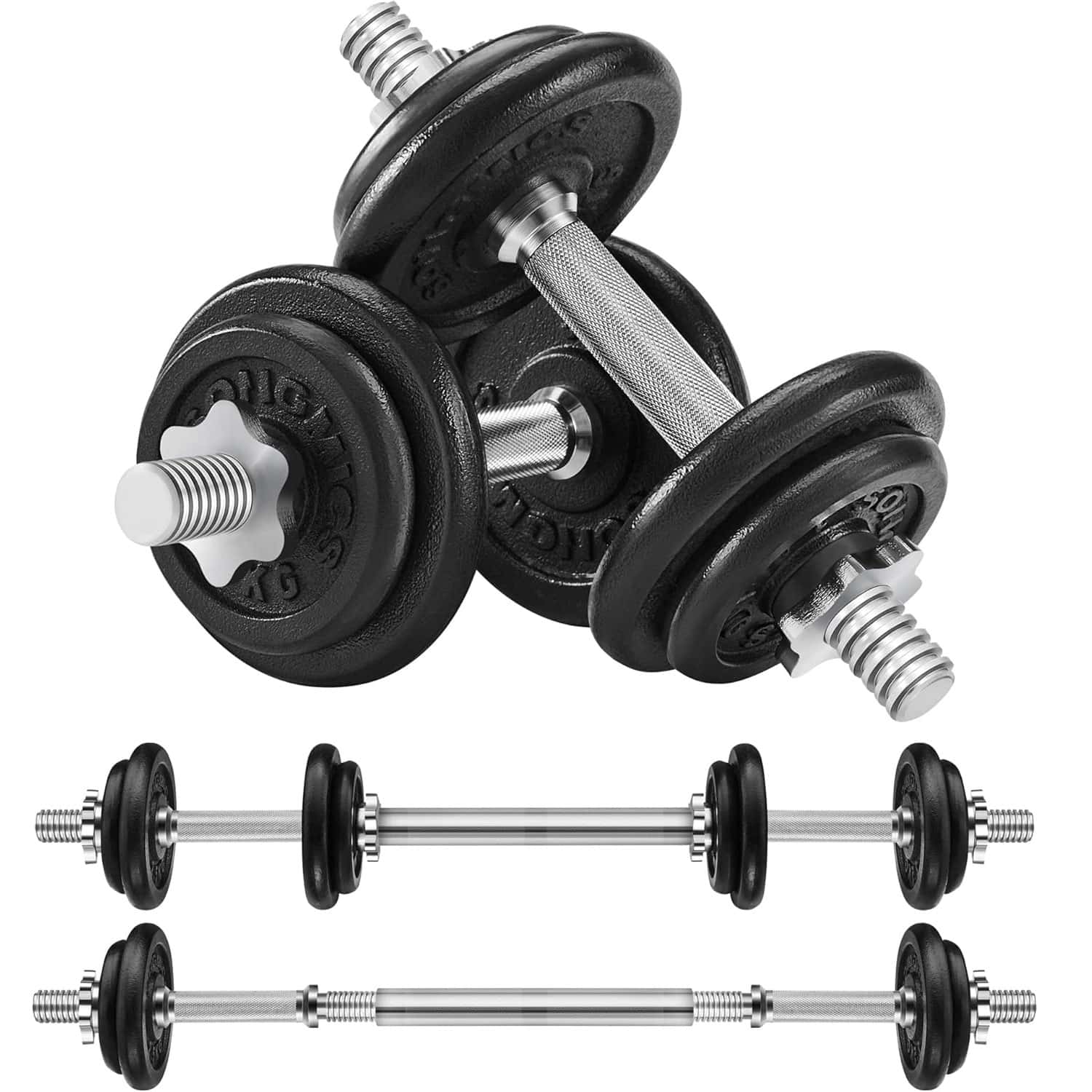 2-103 Set gantere si haltera reglabile, integral din otel, 20kg Mob360 - imagine 1