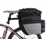 Geanta portbagaj bicicleta dubla, 8 buzunare laterale, 39x34x43cm, negru cu elemente reflectorizante gri, protectie impermeabila Mob360 - imagine 2
