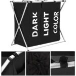 Cos de rufe cu 3 compartimente, cadru aluminiu, 68x40x60cm, 146 litri, negru Mob360 - imagine 2