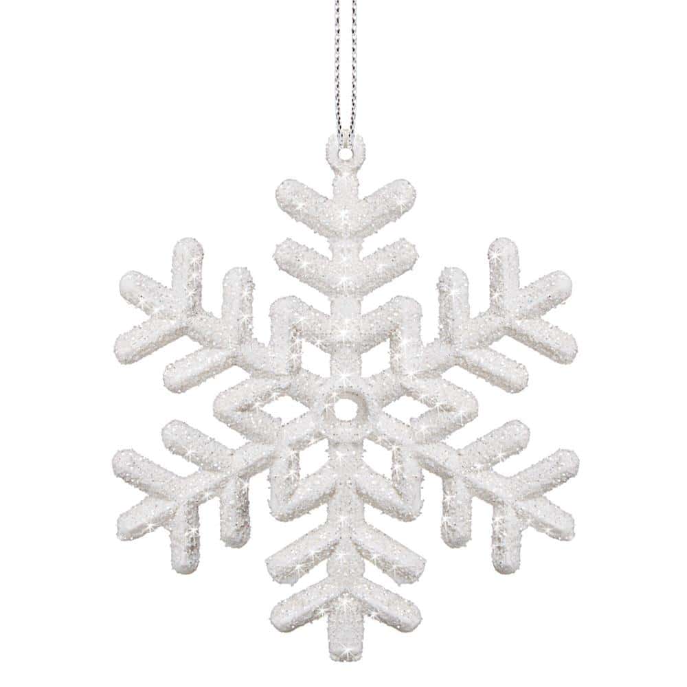 2-153 Decoratiune brad fulg de zapada, set 3 bucati, 8cm, alb Mob360 - imagine 1