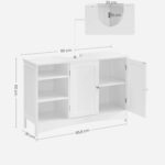 VASAGLE Dulap lavoar baie, cu 2 usi si un compartiment deschis cu rafturi reglabile, 90x30x60cm, alb Mob360 - imagine 2
