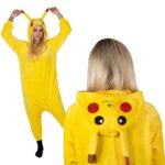 Pijama tip salopeta pentru adulti, model Pikachu, marime M Mob360 - imagine 3