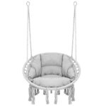 Scaun rotund tip leagan suspendat cu perna Confort Plus casa sau gradina, gri Mob360 - imagine 2