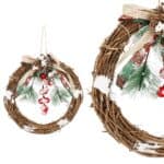 Coronita pentru Craciun, 20 cm, din crengi impletite, cu zapada, maro Mob360 - imagine 3