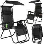 Sezlong pliabil GC3, Relax Zero Gravity cu parasolar, 175cm, negru Mob360 - imagine 4