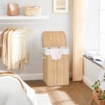 Cos de rufe din bambus, pliabil, cu captuseala detasabila lavabila, 72L, 40x30x60cm, natural Mob360 - imagine 2