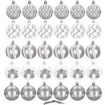 Set globuri de Craciun cu modele de sarbatori, 30 bucati, 6cm, argintiu Mob360 - imagine 3
