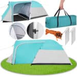 Cort plaja sau camping, impemeabil, cu terasa, 4 locuri, 175x310x130cm, gri albastru Mob360 - imagine 2