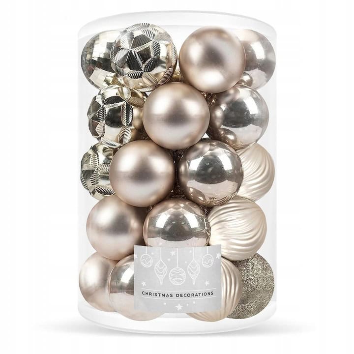 2-54 Set globuri de Craciun, 30 bucati, 6 modele, 8cm, auriu Mob360 - imagine 1