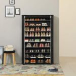 Raft pentru pantofi pe 10 nivele, pana la 54 de perechi pantofi, textil, 100x28x162cm, negru Mob360 - imagine 2