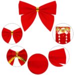 Set 6 ornamente pentru bradul de Craciun, fundita, 8cm, rosu Mob360 - imagine 3