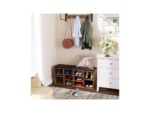 VASAGLE Banca pentru hol cu suport pentru pantofi, 10 compartimente, cu perna, 104x48x30cm, maro rustic Mob360 - imagine 2