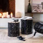 Set 2 masute cafea Atmosphera Akira, 39x45 cm si 35x40 cm, structura metalica, negru Mob360 - imagine 2