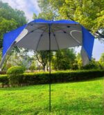 Umbrela plaja 3in1 215x205 cm, cu paravan lateral, fereastra si husa transport, material UV, albastru Mob360 - imagine 2