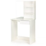 Masa de toaleta cu oglinda, rafturi si sertar, 75x40x136 cm, alb Mob360 - imagine 2