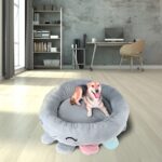 Pat pentru caini, cu margini groase ridicate, antiderapant, model meduza, 70x70x20 cm, gri Mob360 - imagine 3