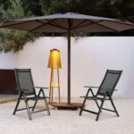 Set 4 scaune gradina 70x57x106 cm, pliante cu spatar reglabil 7 pozitii, structura otel si textilena, gri Mob360 - imagine 2