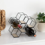 Suport sticle Atmosphera Arty pentru 6 sticle, structura metalica si MDF, 26x15x30 cm, negru Mob360 - imagine 2