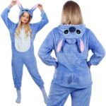 Pijama tip salopeta pentru adulti, model Stitch, marime M Mob360