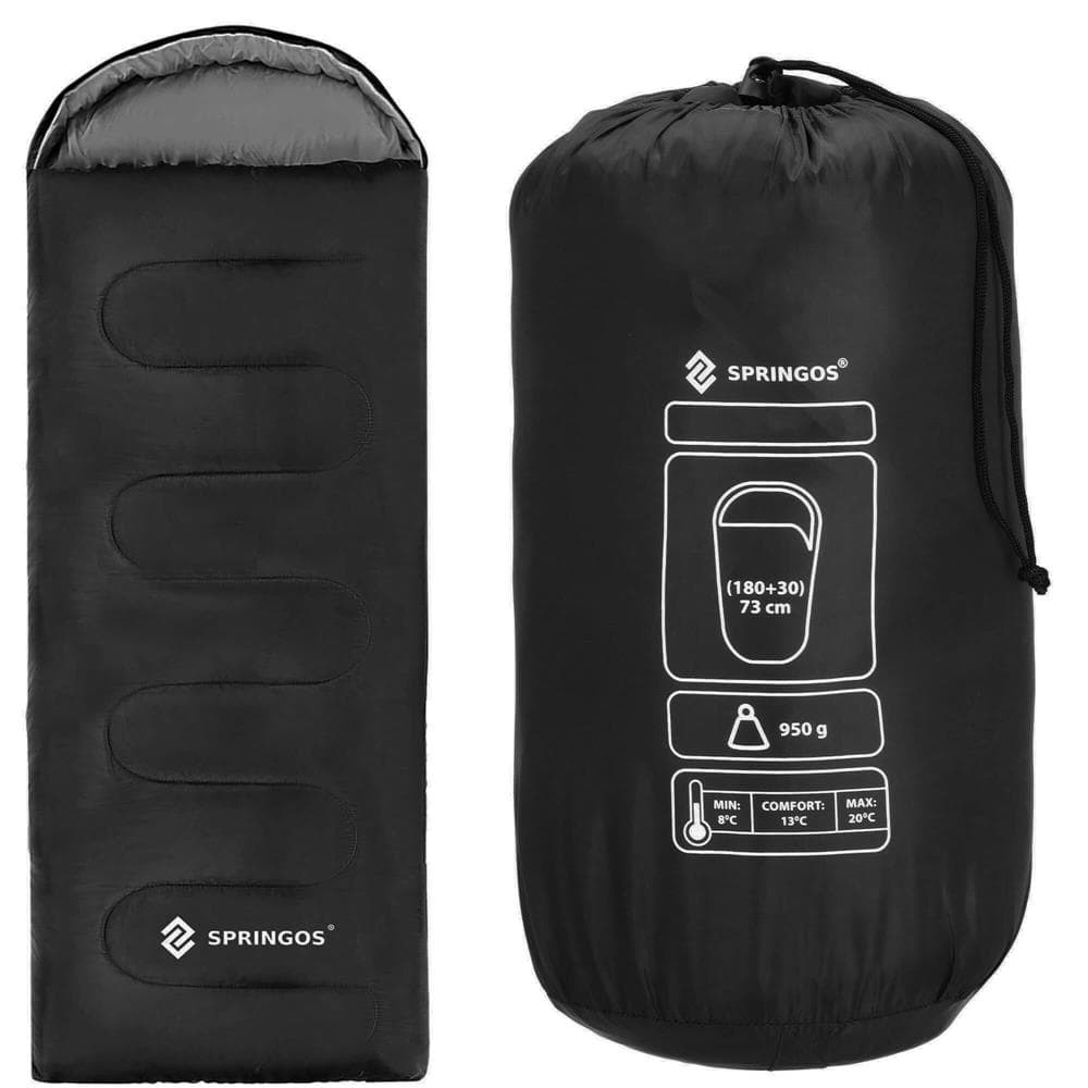 24 Sac de dormit tip mumie, cu geanta de transport, 210x73cm, 8-20grade, culoare negru Mob360 - imagine 1